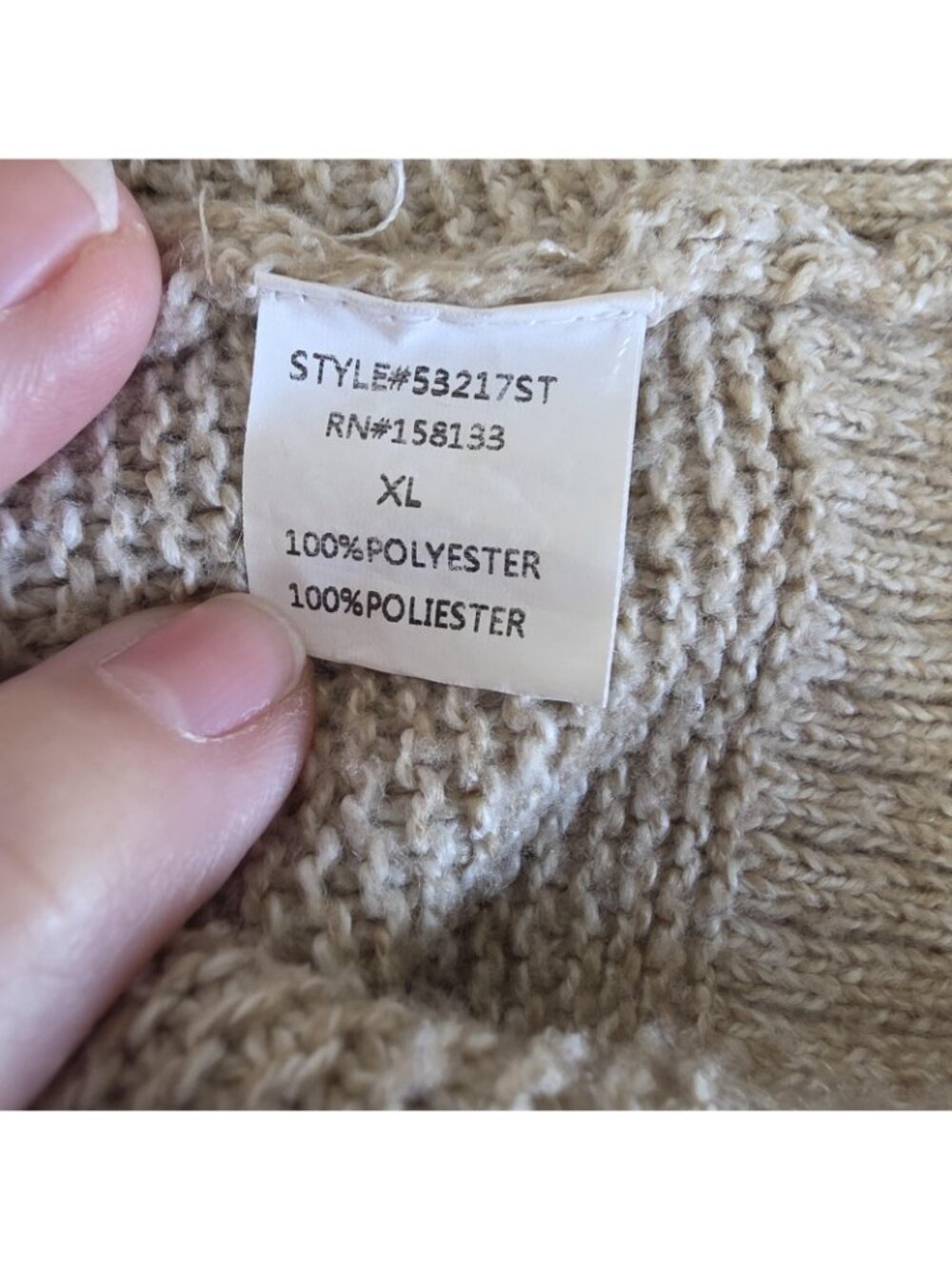 Pink Clover Sweater Womens XL Beige Crew Neck Knit Pullover Oatmeal Soft Cozy - Picture 6 of 9